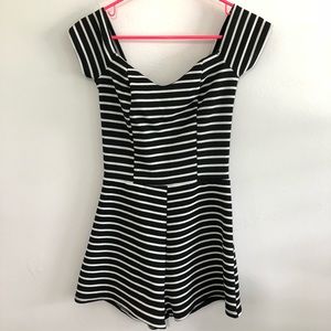 Stripe Romper Bow Open Back